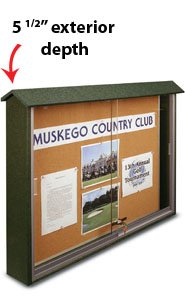 Outdoor Message Board Sliding Glass Doors Cabinet with Protective Overhang Shield