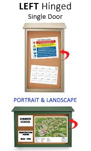 11" x 17" Outdoor Message Center Cork Board | LEFT Hinged - Single Door Information Board