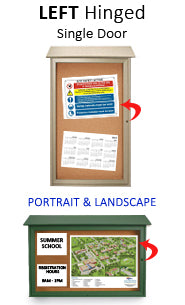 12 x 18 Outdoor Message Center Cork Board with Post | LEFT Hinged Single Door Information Board