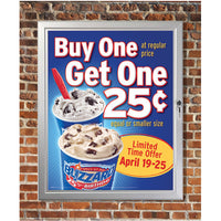 22" x 28" Outdoor Poster Case displays 1 single sided poster. Display promotional pieces, sales, advertisements, and events outside of your store, restaurant, car dealership, etc.