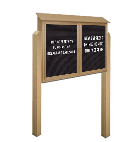 Double Door 48x36 Outdoor Letter Board Message Center with Posts