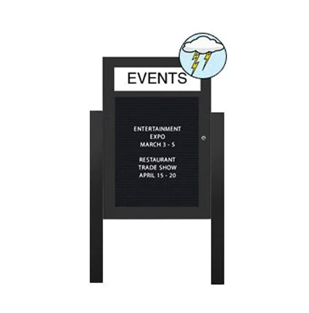 Outdoor Enclosed LED Lighted Letter Boards with Header | Single Locking Door