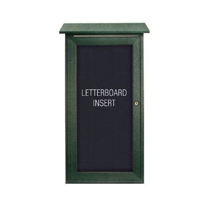 Outdoor Message Center Letter Board 48 x 48 with Posts | LEFT Hinged -  Single Door Information Board | Eco-Friendly Faux Wood