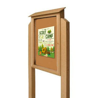 26x42 Outdoor Message Center with Cork Board with POSTS - Eco-Friendly Recycled Plastic Enclosed Information Board