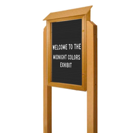 32x48 Outdoor Message Center LEFT Hinged with Letter Board and 2 Posts - Eco-Friendly Recycled Plastic Enclosed Information Board