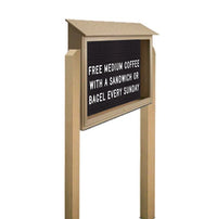Free Standing 45x36 Outdoor Message Center TOP Hinged with Letter Board - Eco-Friendly Recycled Plastic Enclosed Information Board on Two Posts