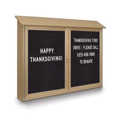 Two Door 45x36 Weatherproof Enclosed Outdoor Message Center Letter Boards Wall Mount