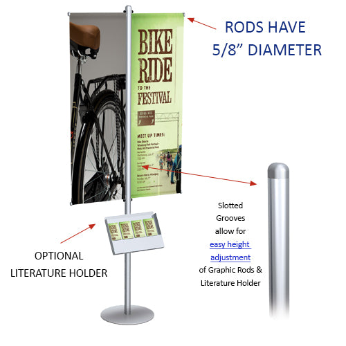 POSTO-STAND 8 Foot Floor Stand has slotted grooves to make easy height adjustments of rods and literature holders