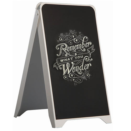 WHITE Plastic Chalkboard (Markerboard) Pavement Sign holders with rounded corners. This product is meant for use with WATER-BASE Chalk Pens!