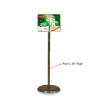 14 x 11 Poster Pedestal Literature Holder Floorstand in a Bronze Finish. Perfect for any INDOOR use in your restaurant, mall, lobby, office building, school, etc..