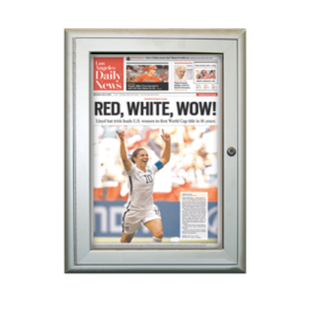 Enclosed Restroom Bulletin Board Display Case with Sleek Radius Edge Corners | Locking Cork Board
