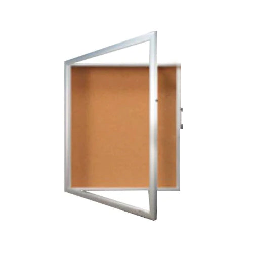 Large LED Lighted Shadow Box Display Case 6" Deep + Corkboard | SwingFrame  SUPER WIDE-FACE Metal Frame