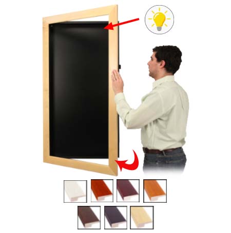 LED Lighted Large Shadow Box Display Case WIDE WOOD Framed SwingFrames | 7" Deep Shadowbox Usable Interior | 25+ Sizes