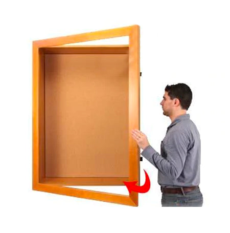 3" Deep LED Lighted Large Shadow Box Display Case with Cork Board | Wide Wood SwingFrame