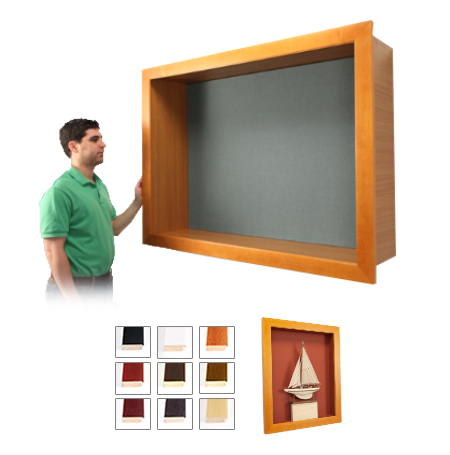 Open Wood Framed Large Shadow Boxes with Cork Board 1" Deep Interior