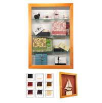 Open Face Wood Framed Shadow Box with Shelves | 4" Deep Interior Cabinet 25+ Sizes