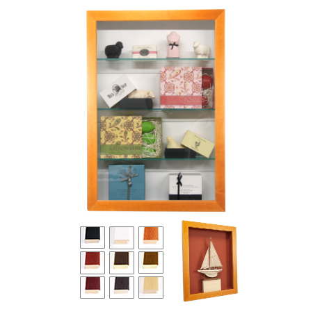 Open Face Wood Framed Shadow Box with Shelves (8" Deep)