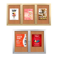 Enclosed Outdoor Bulletin Boards | Locking 2 and 3 Door Metal Display Cases in 35+ Sizes