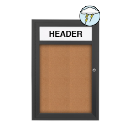 Outdoor Enclosed Bulletin Boards with Header 27 x 40 (Single Door)