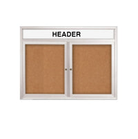 Enclosed Indoor Enclosed Bulletin Boards 42 x 32 w Message Header + Radius Edge 2 DOOR