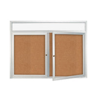 Enclosed Indoor Bulletin Boards 48 x 36 with Header & Lights (Radius Edge) (2 DOORS)