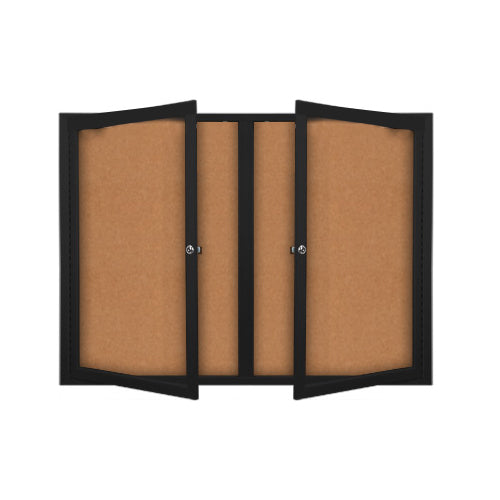 Enclosed Indoor Bulletin Boards Radius Edge + Lights | Wall SwingCase Multiple Doors 2-3 Door Display Cases