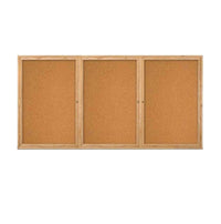 84 x 36  WOOD Indoor Enclosed Bulletin Cork Boards (3 DOORS)