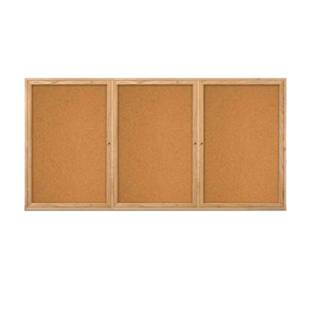 84 x 24  WOOD Indoor Enclosed Bulletin Cork Boards (3 DOORS)