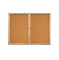 96 x 24  WOOD Indoor Enclosed Bulletin Cork Boards (2 DOORS)
