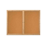 60 x 60  WOOD Indoor Enclosed Bulletin Cork Boards (2 DOORS)