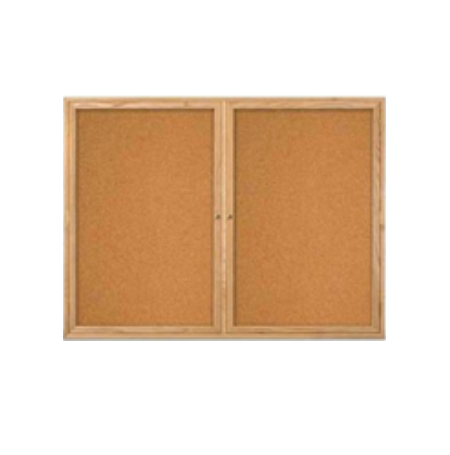 72 x 36  WOOD Indoor Enclosed Bulletin Cork Boards (2 DOORS)