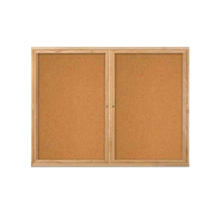 84 x 48  WOOD Indoor Enclosed Bulletin Cork Boards (2 DOORS)