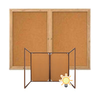 84 x 30 WOOD Indoor Enclosed Bulletin Cork Boards with Interior Lighting (2 DOORS)