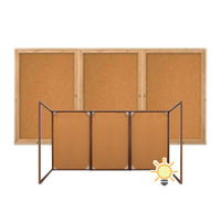 72 x 48 WOOD Indoor Enclosed Bulletin Cork Boards with Interior Lighting (3 DOORS)