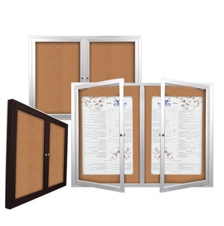 48 x 36 Enclosed Outdoor Bulletin Boards + Lights (2 DOORS)