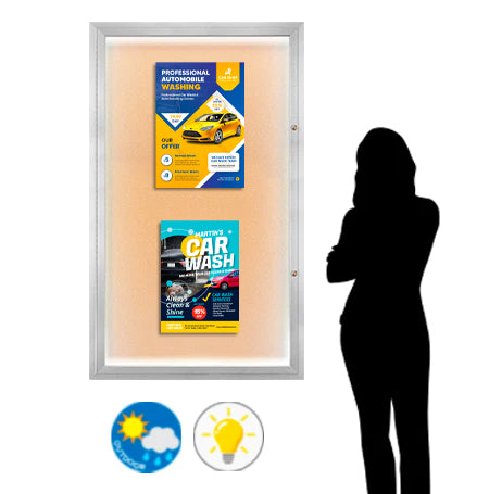 Extra Large Outdoor Enclosed Bulletin Board with LED Lighting | Wall Mount, Single Locking Door in 15+ Sizes