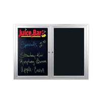 Indoor Enclosed Dry Erase Black Markerboard 2 and 3 Doors Cabinet with Black Porcelain Steel Writing Surface