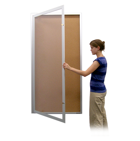 Extra Large 36 x 96 Indoor Enclosed Bulletin Board Swing Cases (Single Door)