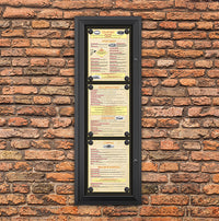 Outdoor Enclosed Magnetic Restaurant Menu Display Case | 11" x 14" Portrait | Holds Three Portrait Menus STACKED