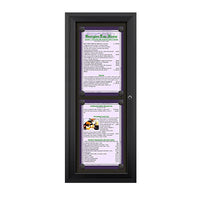 Outdoor Enclosed Magnetic Restaurant Menu Display Case | 11" x 17" Portrait | Holds Two Portrait Menus STACKED