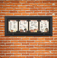 Outdoor Enclosed Magnetic Restaurant Menu Display Case | 8 1/2" x 11" Portrait | Holds Four Portrait Menus ACROSS