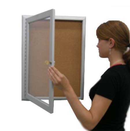 Outdoor 24 x 36 Enclosed Bulletin Boards with Lights (Radius Edge)