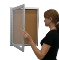 19 x 31 Outdoor Enclosed Bulletin Board | Smooth Radius Edge Corners Metal Cabinet in Four Finishes