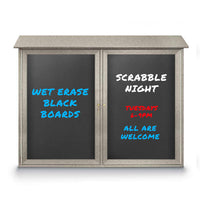 48" x 36" Outdoor Message Center - Double Door Magnetic Black Dry Erase Board