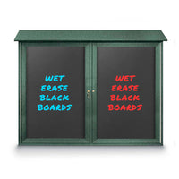 60" x 36" Outdoor Message Center - Double Door Magnetic Black Dry Erase Board