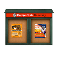 45" x 30" 2-Door Cork Board Message Center with Header (Image Not to Scale)