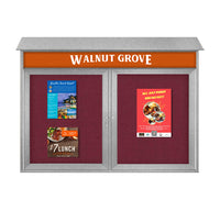 45" x 30" 2-Door Cork Board Message Center with Header (Image Not to Scale)