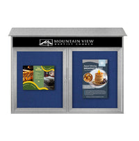 60" x 24" 2-Door Cork Board Message Center with Header (Image Not to Scale)