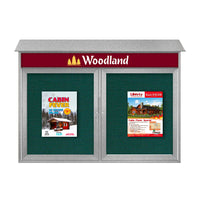 60" x 48" 2-Door Cork Board Message Center with Header (Image Not to Scale)