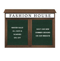 Two Door 48x48 Weatherproof Enclosed Outdoor Message Center Letter Boards Wall Mount with Header